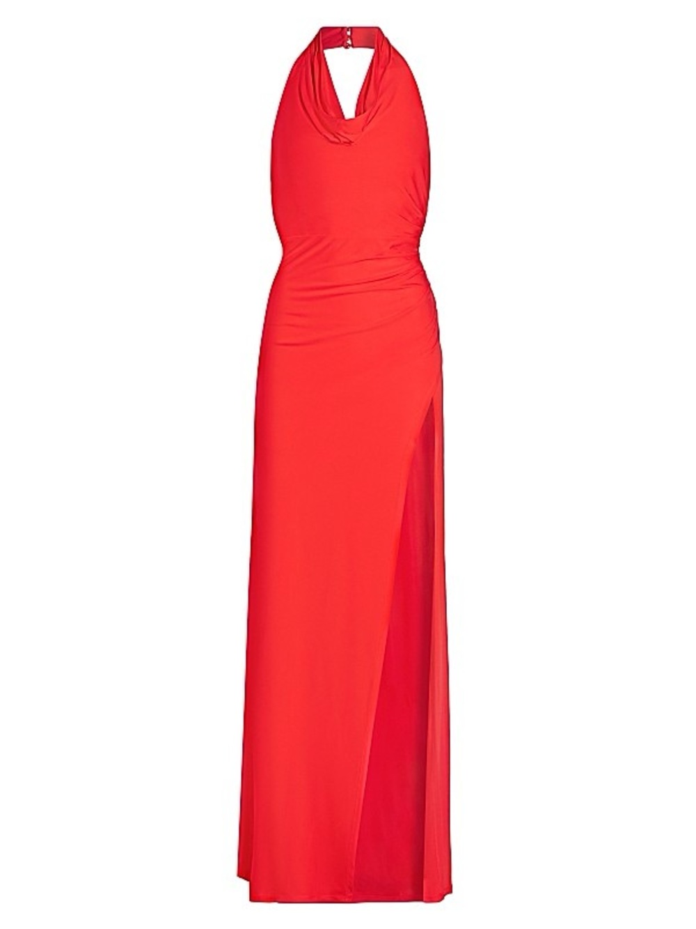 STAUD Red Draped Maxi Dress with High Slit